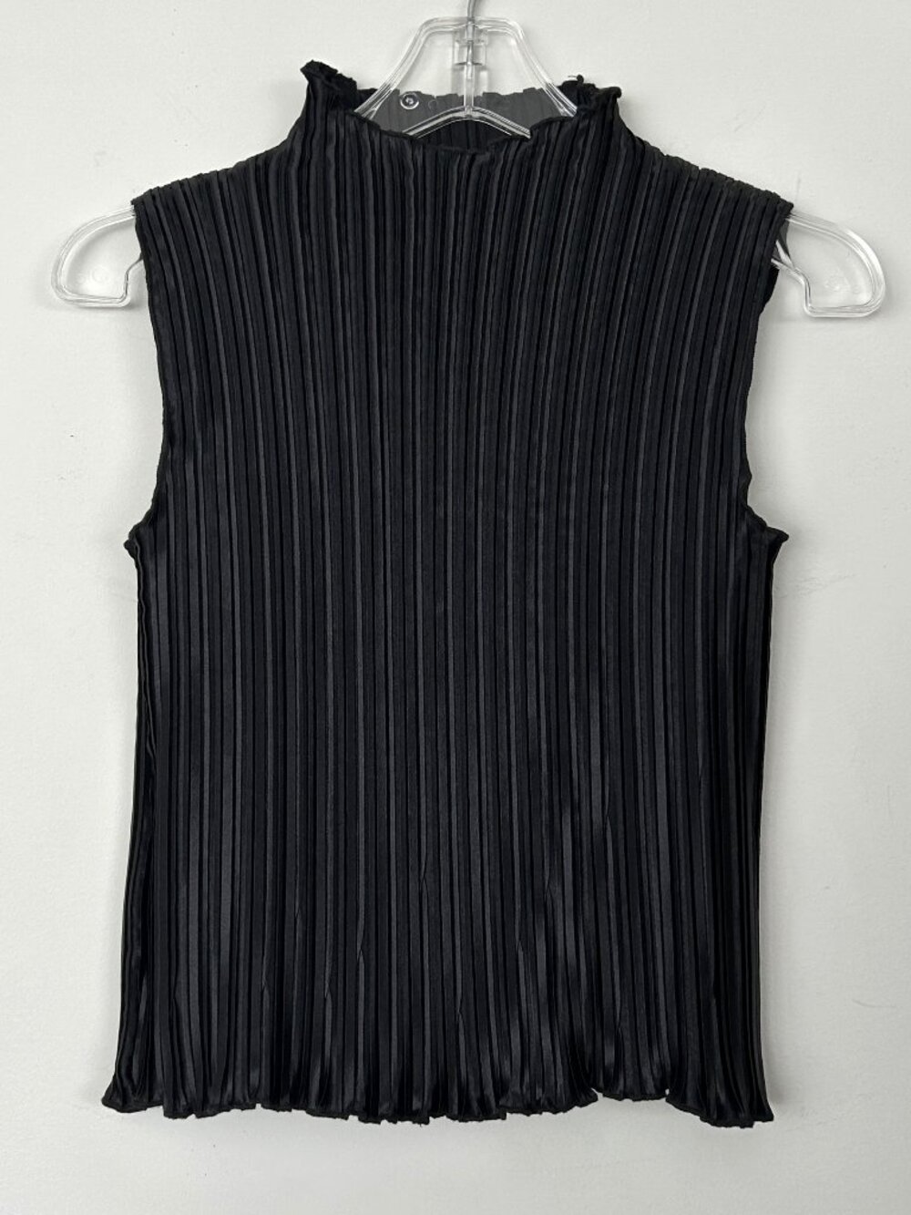 Vintage EK Designs Plissé Accordion Pleated Sleeveless Top Blouse Satin Sz M Y2K